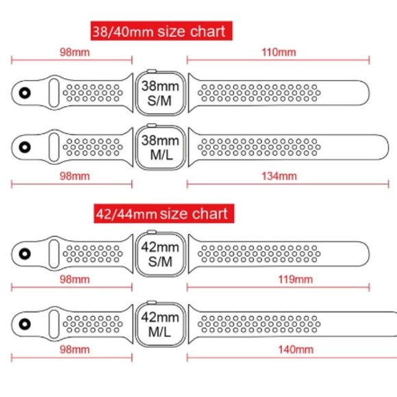 NEW Pink WHITE Sport Silicone Band For Apple Watch - Picture 2 of 2